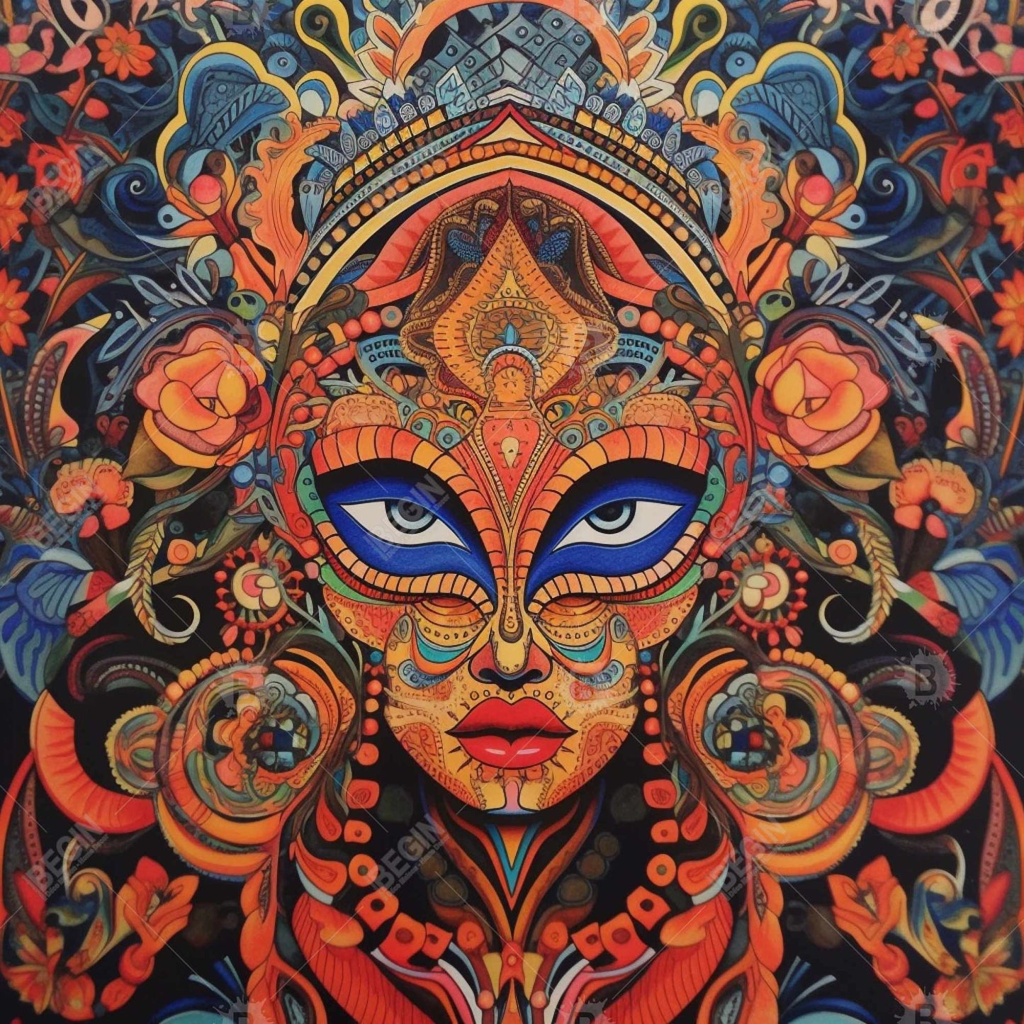 Aztec Face Canvas - Contemporary Bedroom Decor | Home Art