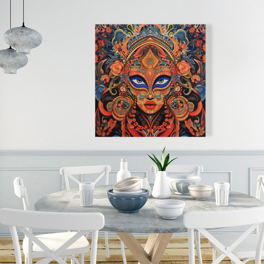 Aztec Face Canvas - Contemporary Bedroom Decor | Home Art