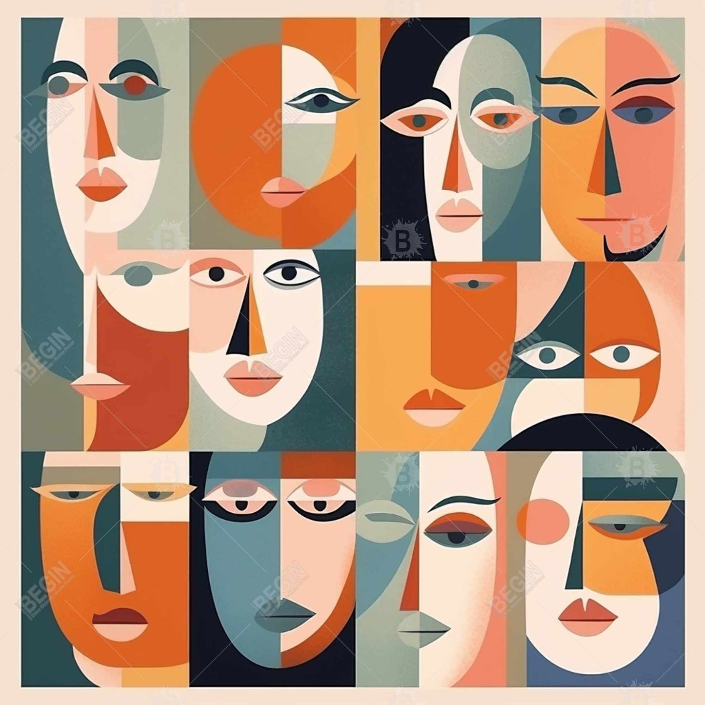 Judgmental Gaze | Abstract Shapes Framed Canvas Home Decor