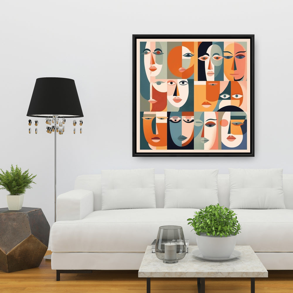 Judgmental Gaze | Abstract Shapes Framed Canvas Home Decor