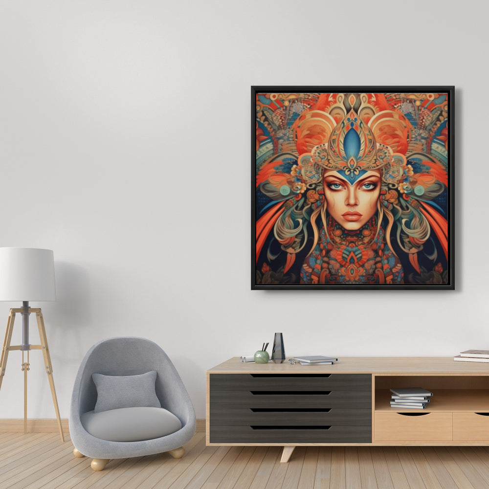 Ancient Goddess Abstract Blue Canvas - Home Decor Framed Art