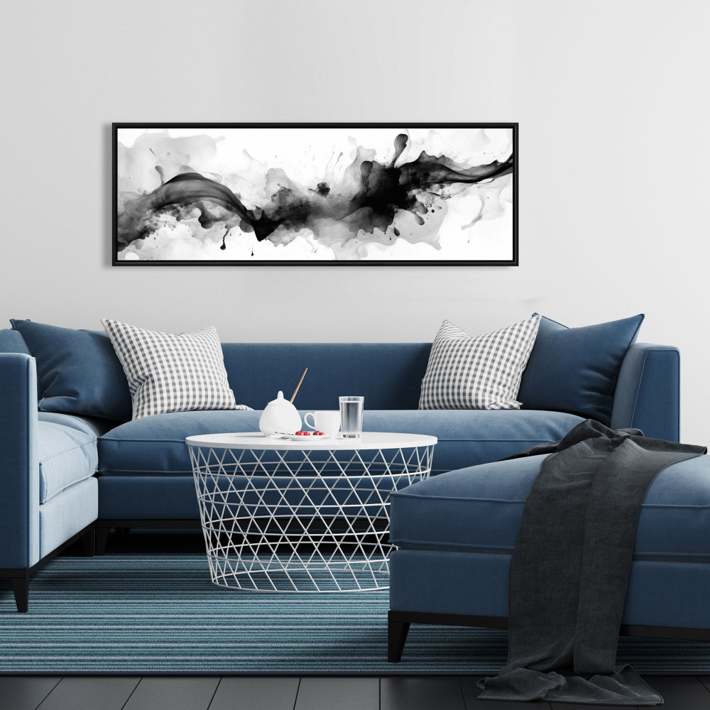 Darkness Incarnate White Shapes Framed Canvas - Home Decor