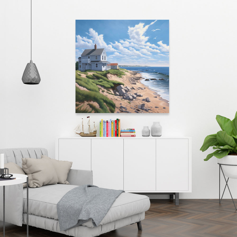 Toile côtière avec vue sur la mer - Décoration murale pour chambre à coucher