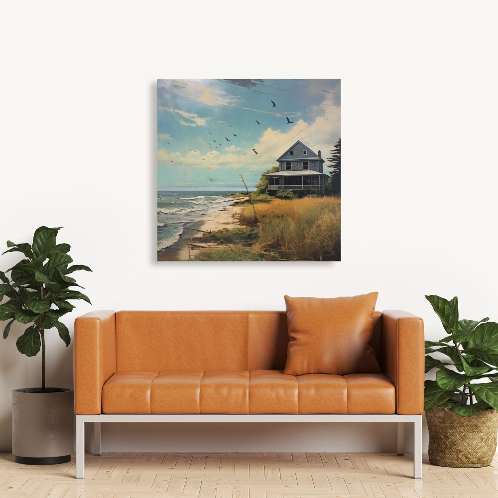 Toile « Soirée à la plage » | Décoration de salle de bain contemporaine sur la mer