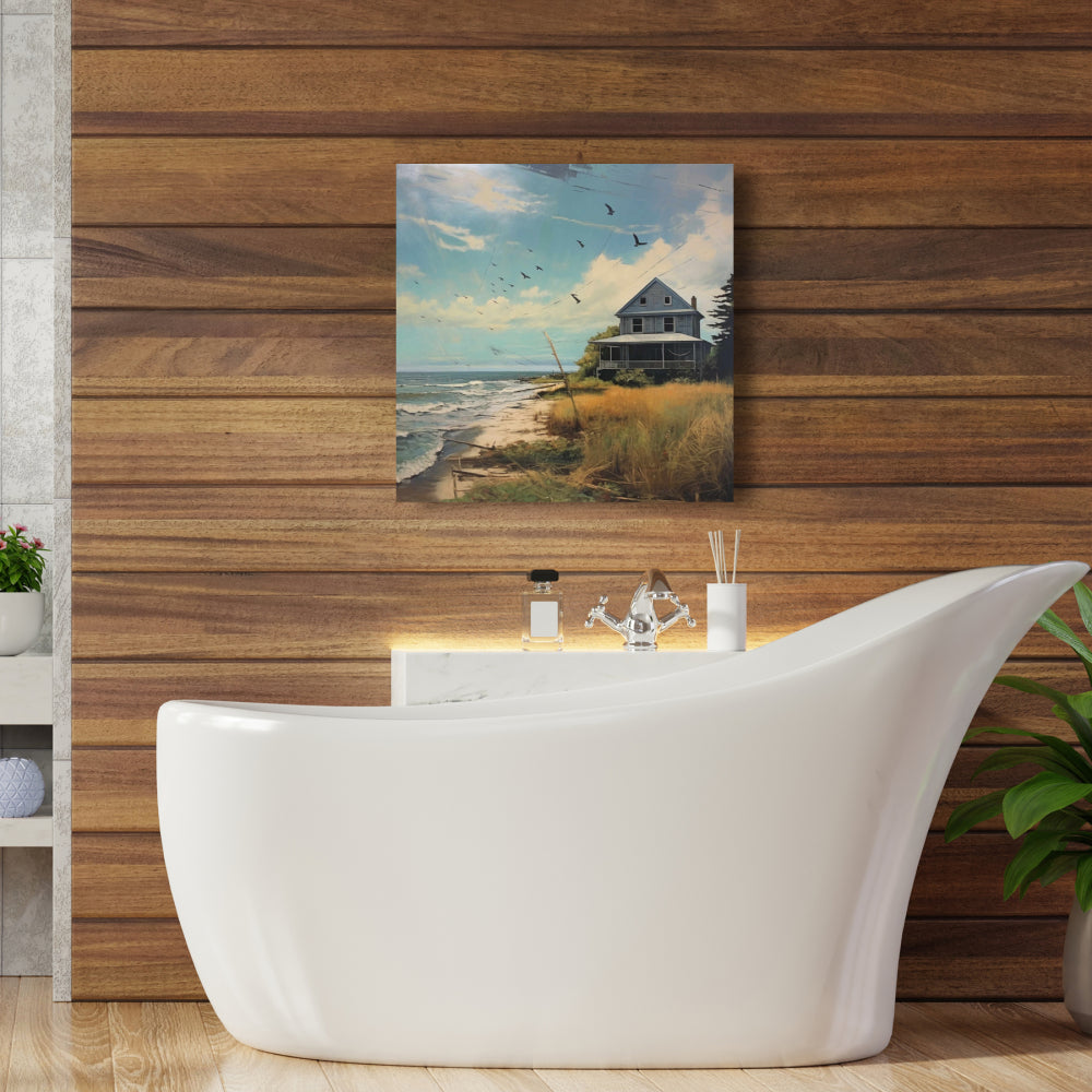 Toile « Soirée à la plage » | Décoration de salle de bain contemporaine sur la mer