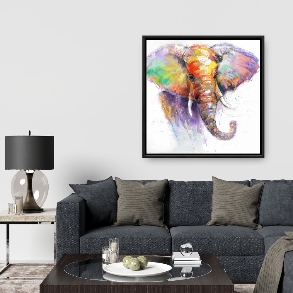 Toile Éléphant violet pour chambre à coucher | Décoration d'intérieur colorée