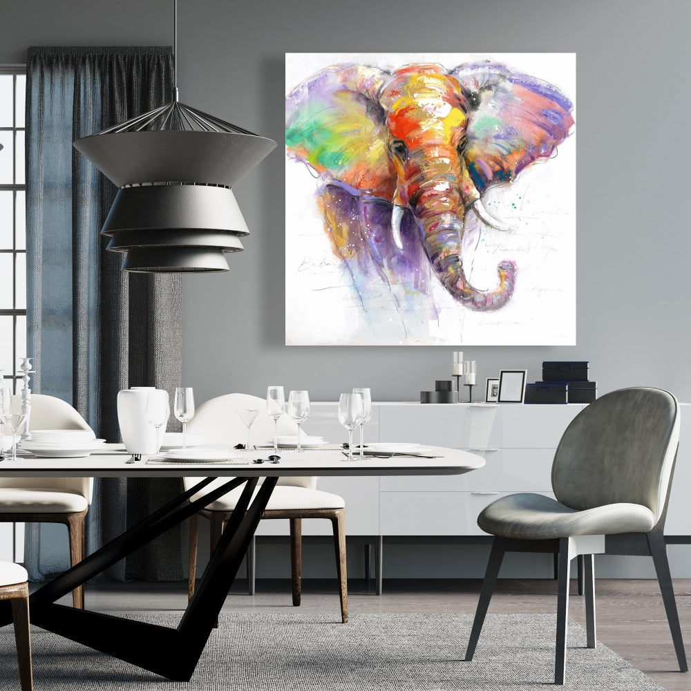 Beautiful Colorful Elephant Purple Canvas | Animal Home Decor
