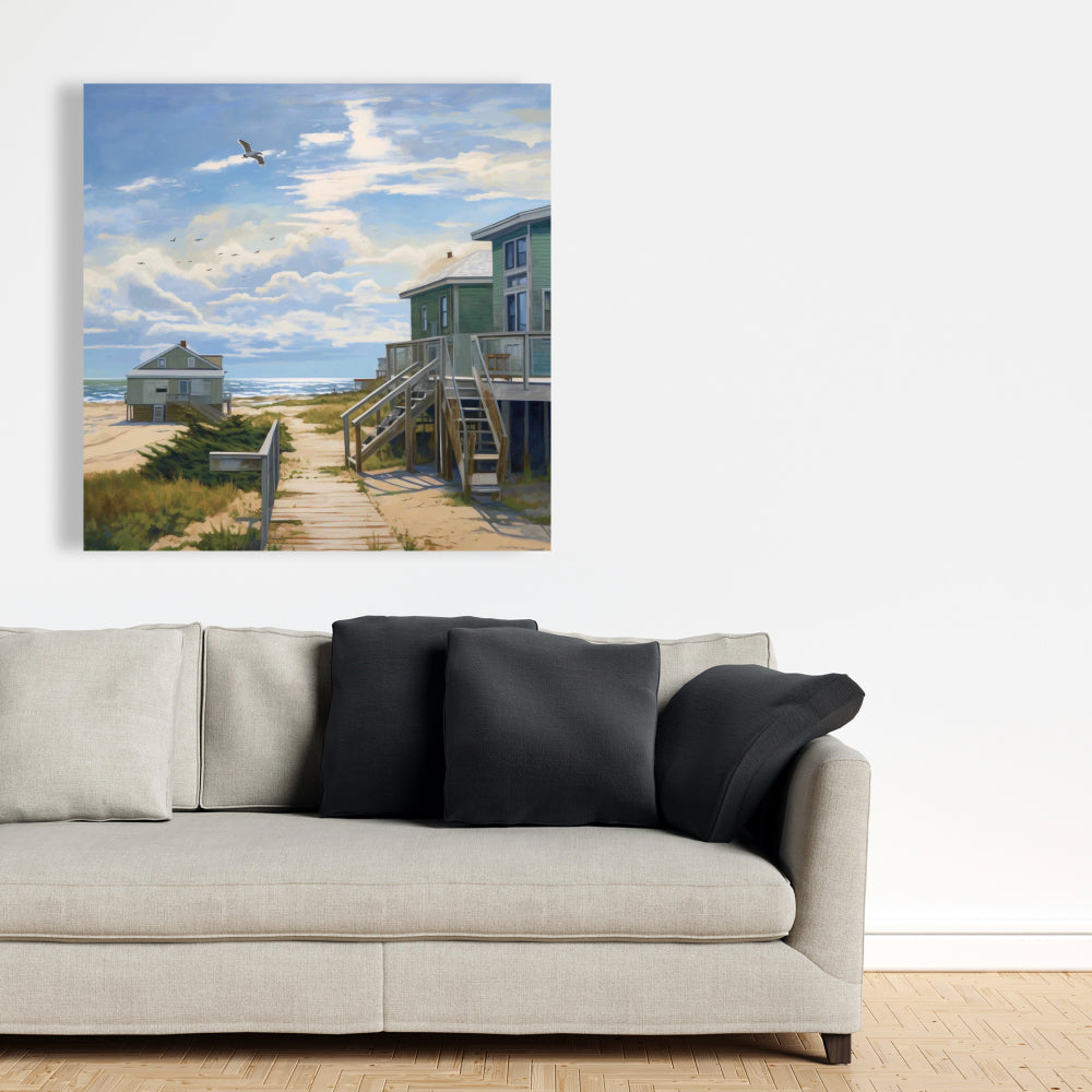 Peaceful House Coastal Contemporary Bathroom Canvas - Home Decor