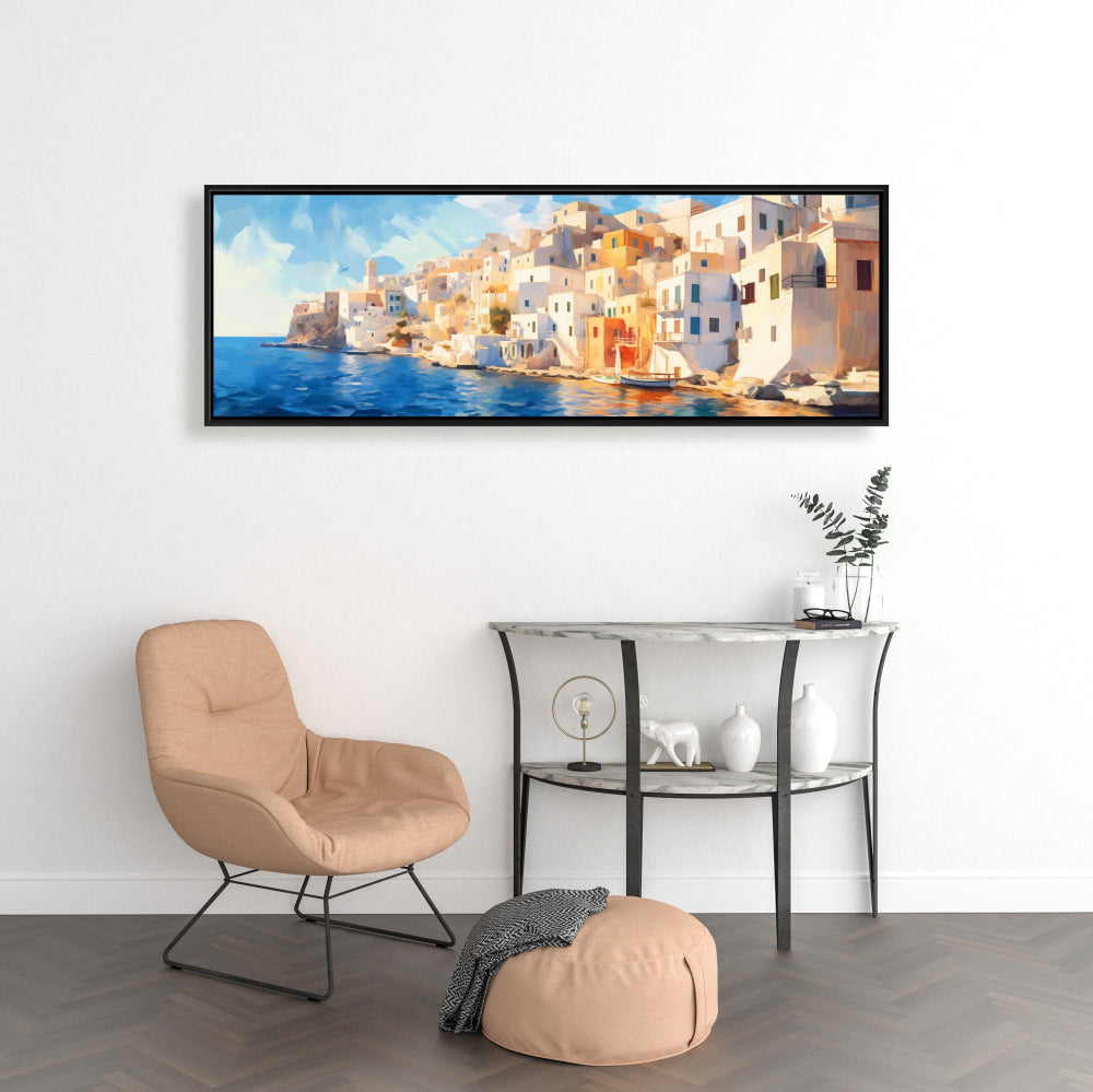 Calm Greece Bedroom Canvas - Coastal Sea Framed Home Decor