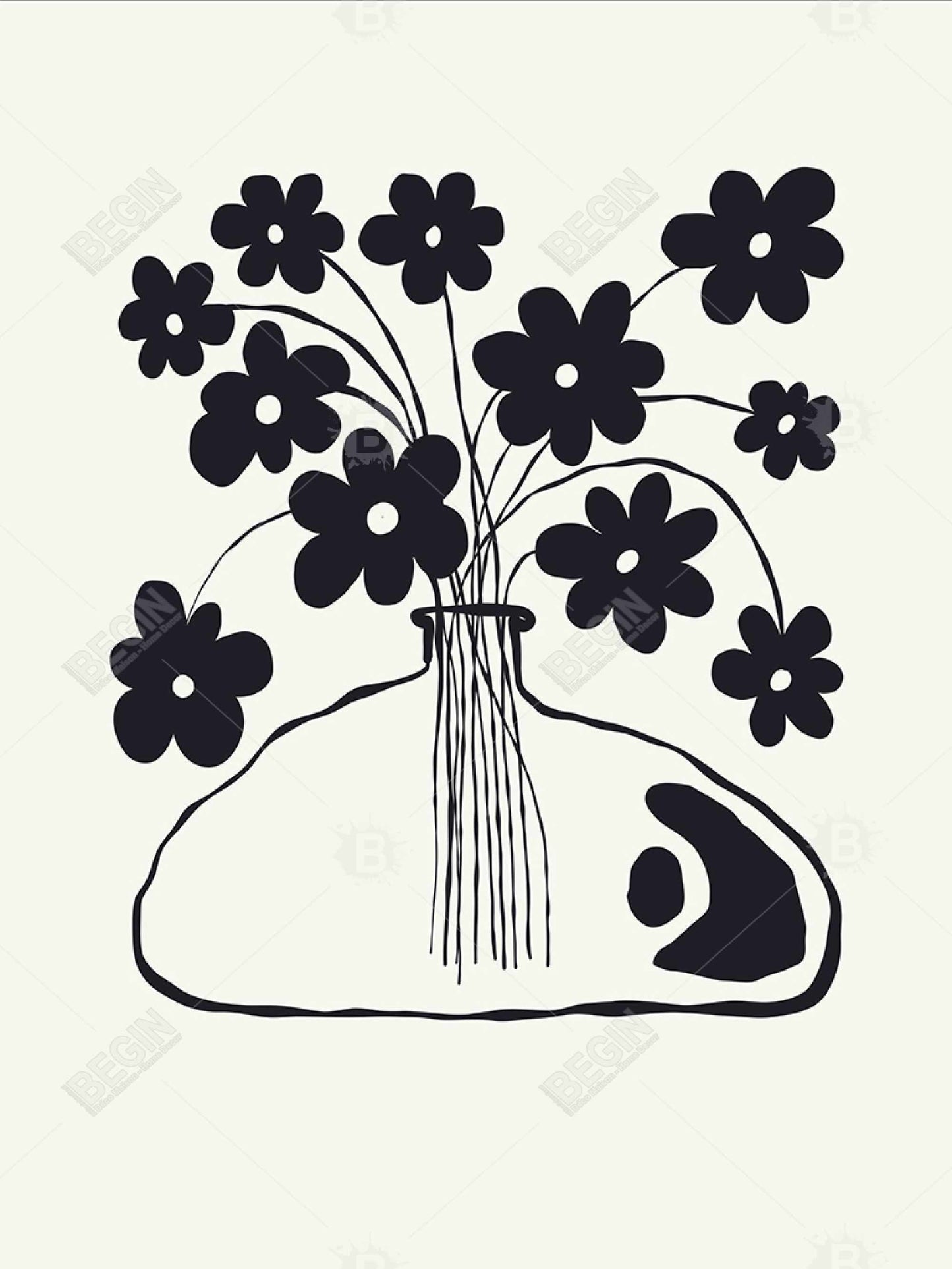 Pot de fleurs minimaliste en toile noire – Décoration d'intérieur élégante