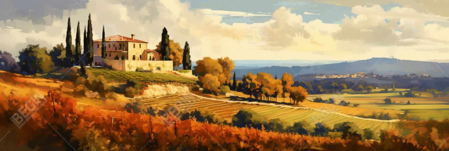 On the Hill Trees Landscapes Framed Canvas - Home Decor Art