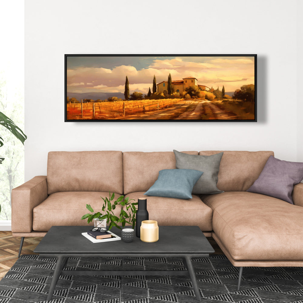 Calm Evening Illustrative Trees Bedroom Framed Canvas Decor