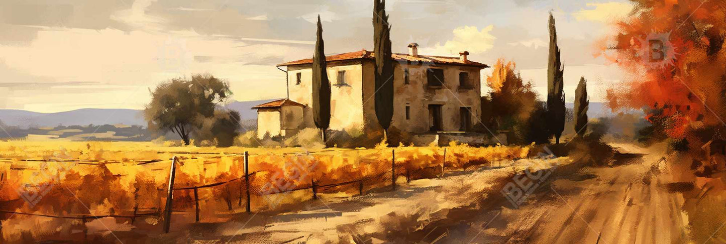 Silent House Landscape Canvas | White Illustrative Home Decor