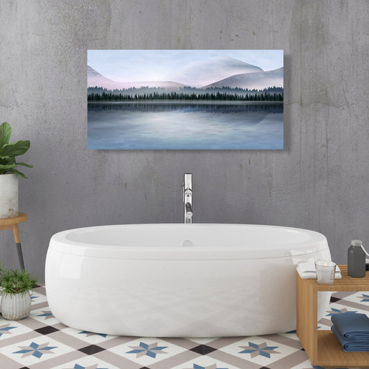 Toile de chambre contemporaine avec montagnes - Décoration murale de la forêt lointaine