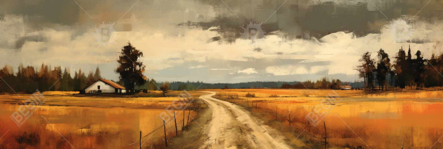 Imminent Storm Brown Trees Framed Canvas - Living Room Decor