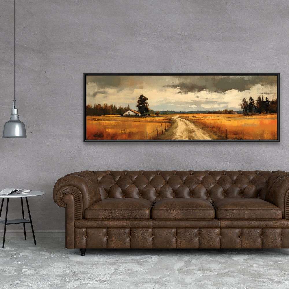 Imminent Storm Brown Trees Framed Canvas - Living Room Decor