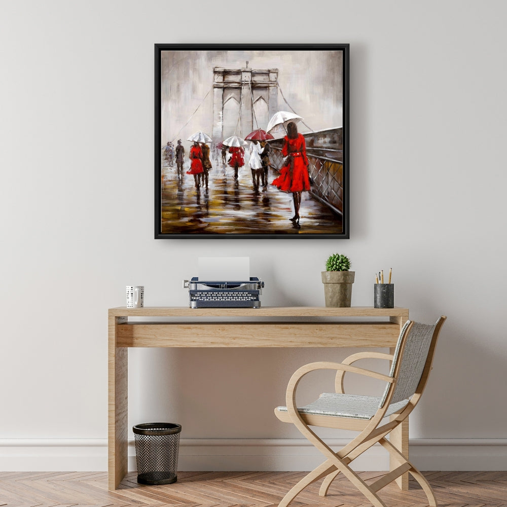 Toile « Promenade sur le pont de Brooklyn » | Décoration d'intérieur encadrée