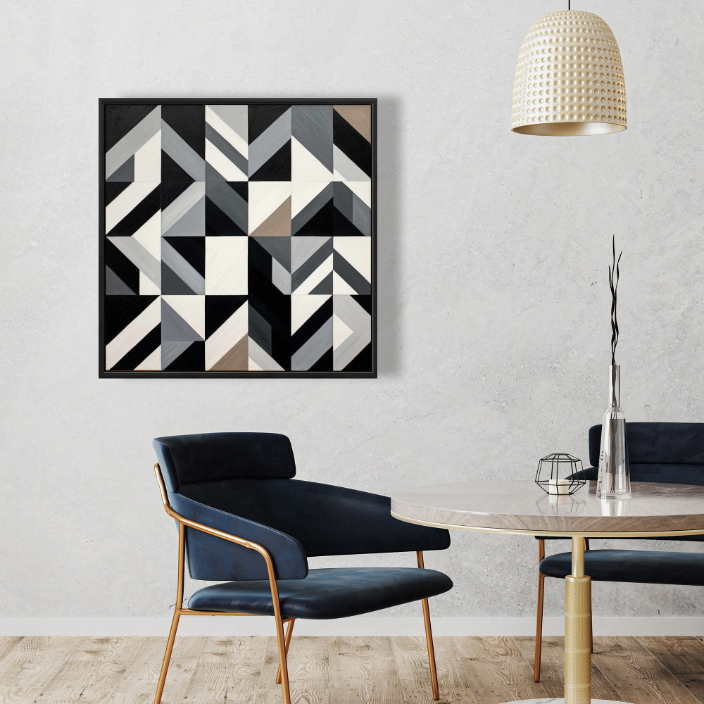 Grid Framed Canvas - Modern Bedroom Decor | Patterns & Shapes