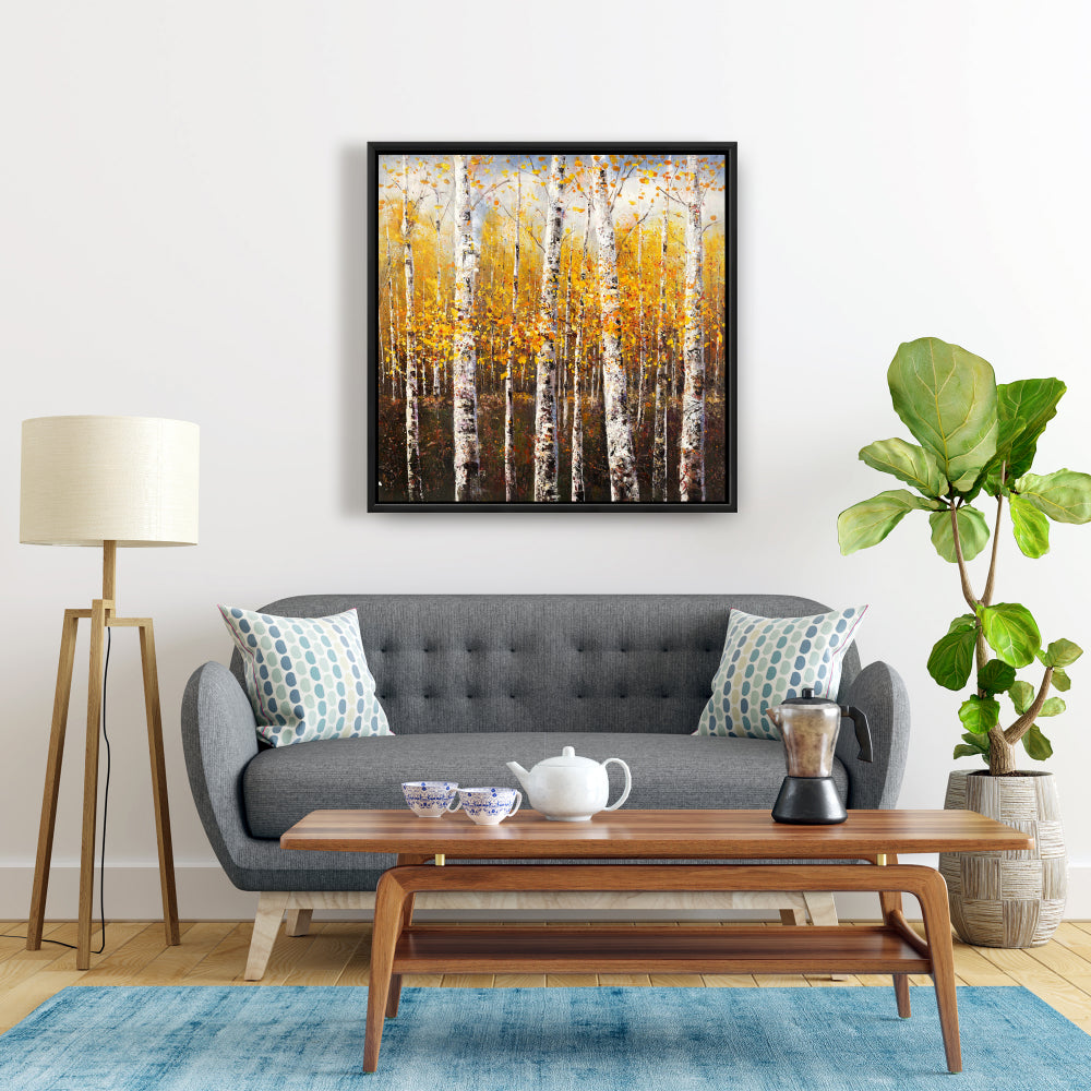 Toile encadrée – Bouleaux par Sunny Day | Décoration d'intérieur contemporaine