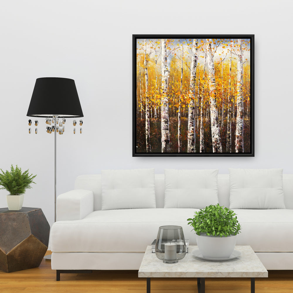 Toile encadrée – Bouleaux par Sunny Day | Décoration d'intérieur contemporaine