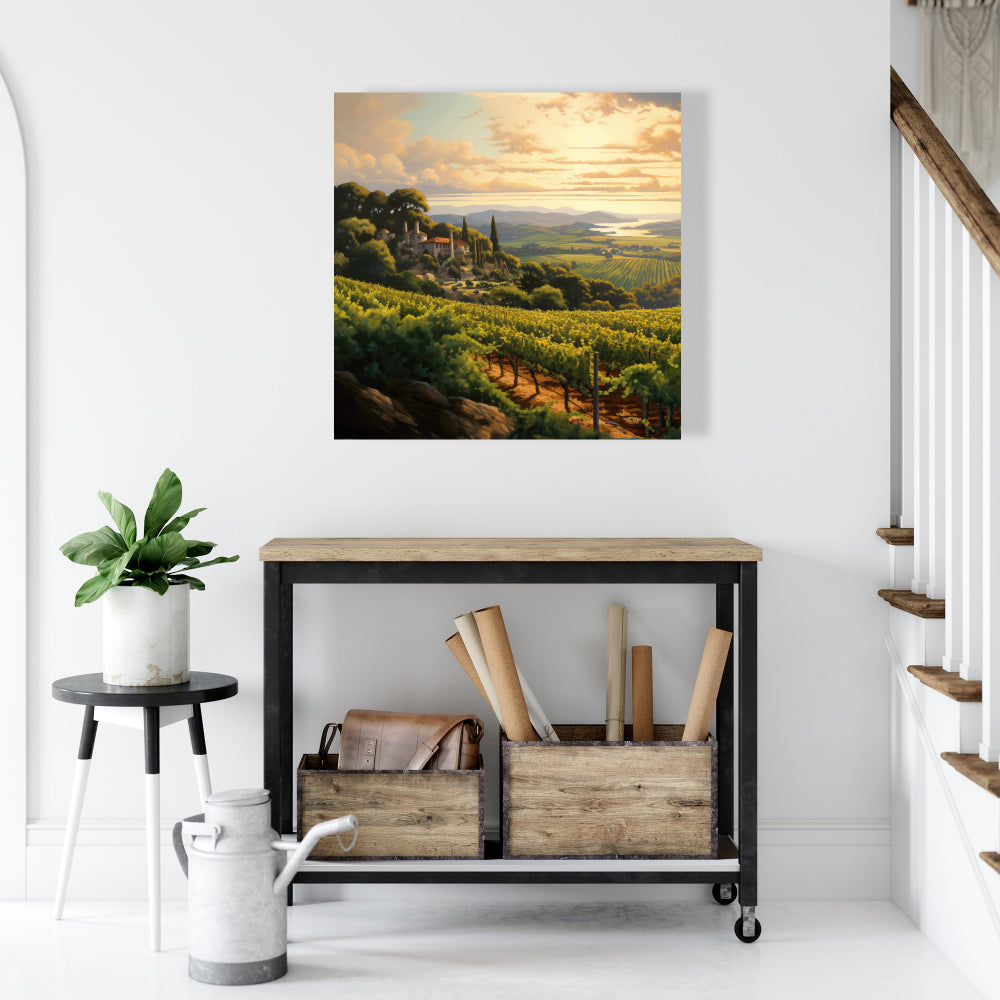 Calm Dusk - Contemporary Green Canvas for Modern Bedroom Decor