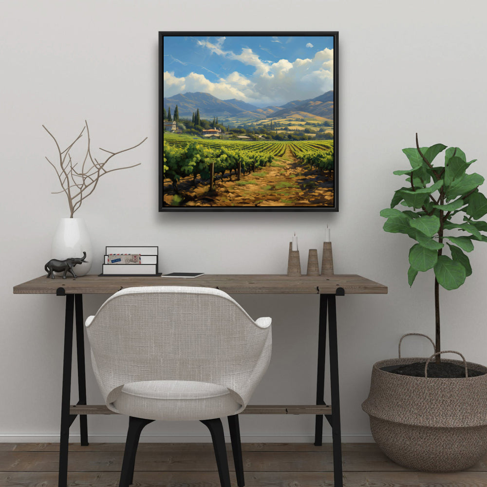 Toile Paysage exotique de ferme bleue | Décoration de chambre