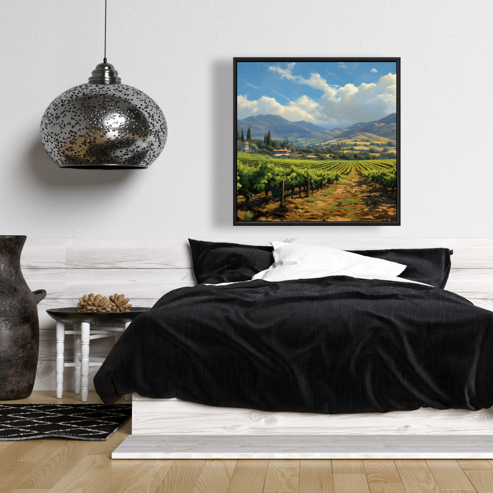 Toile Paysage exotique de ferme bleue | Décoration de chambre