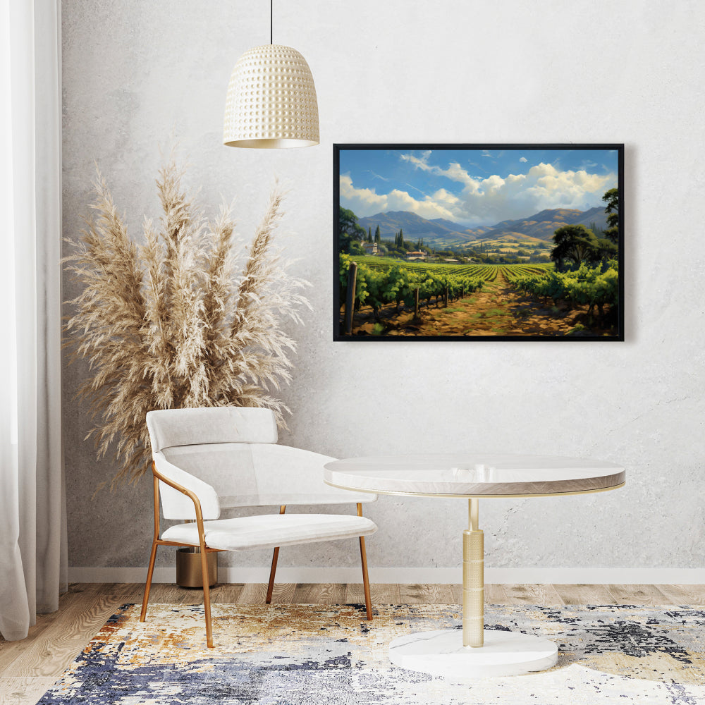 Toile Paysage exotique de ferme bleue | Décoration de chambre