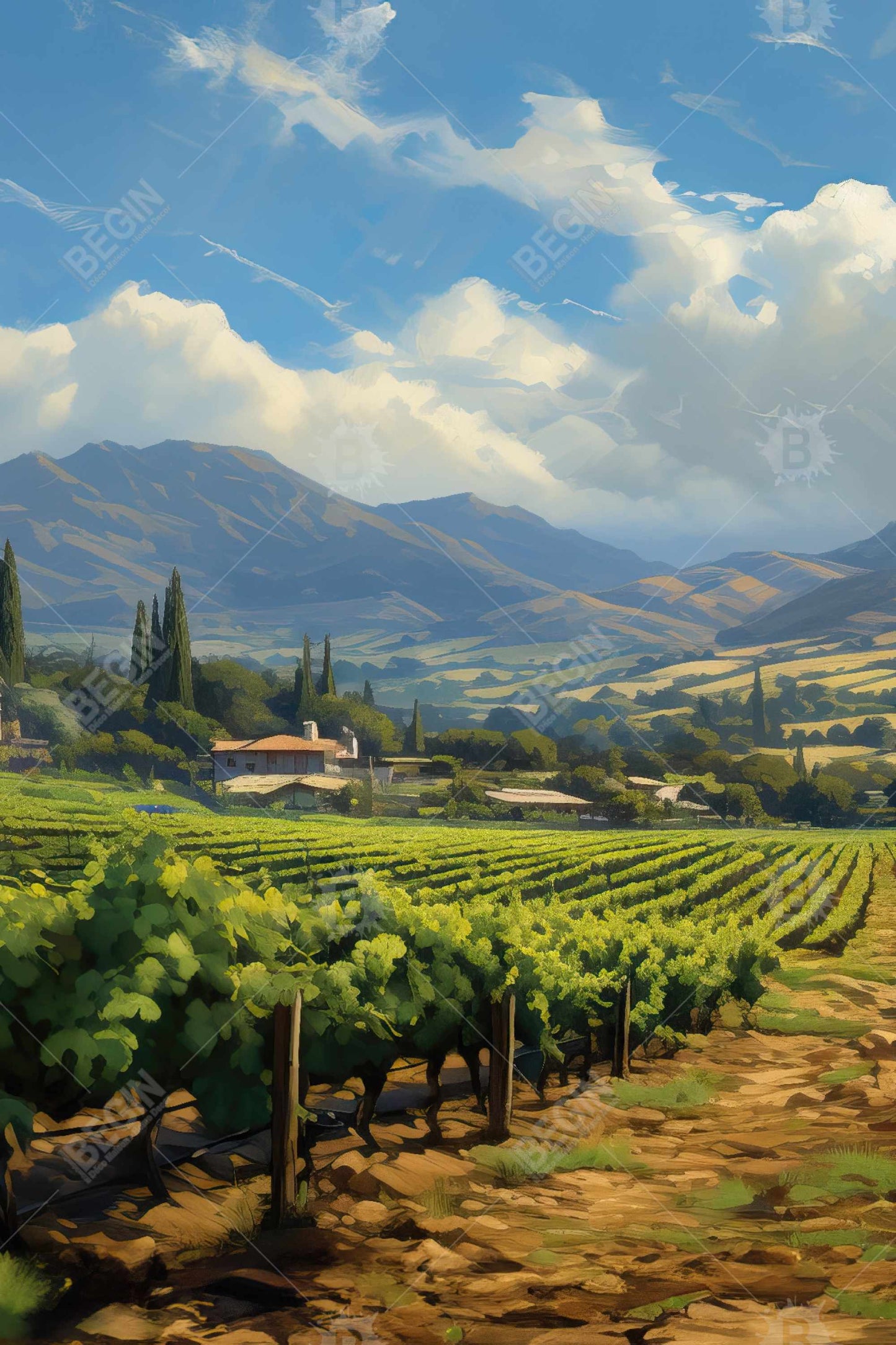 Blue Landscapes Trees Canvas | Exotic Farm Home Decor
