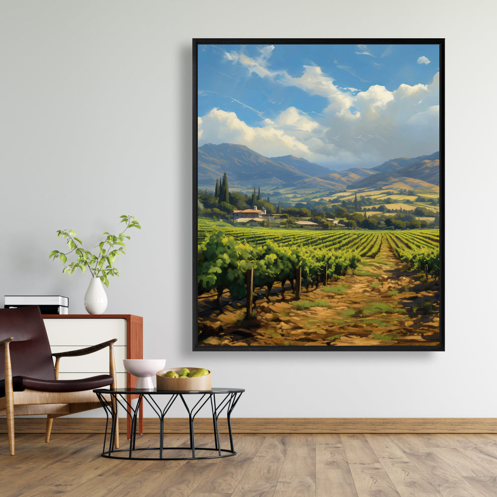 Toile Paysage exotique de ferme bleue | Décoration de chambre
