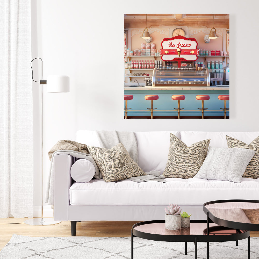 Retro Ice Cream Parlor Canvas - Home Decor Wall Art