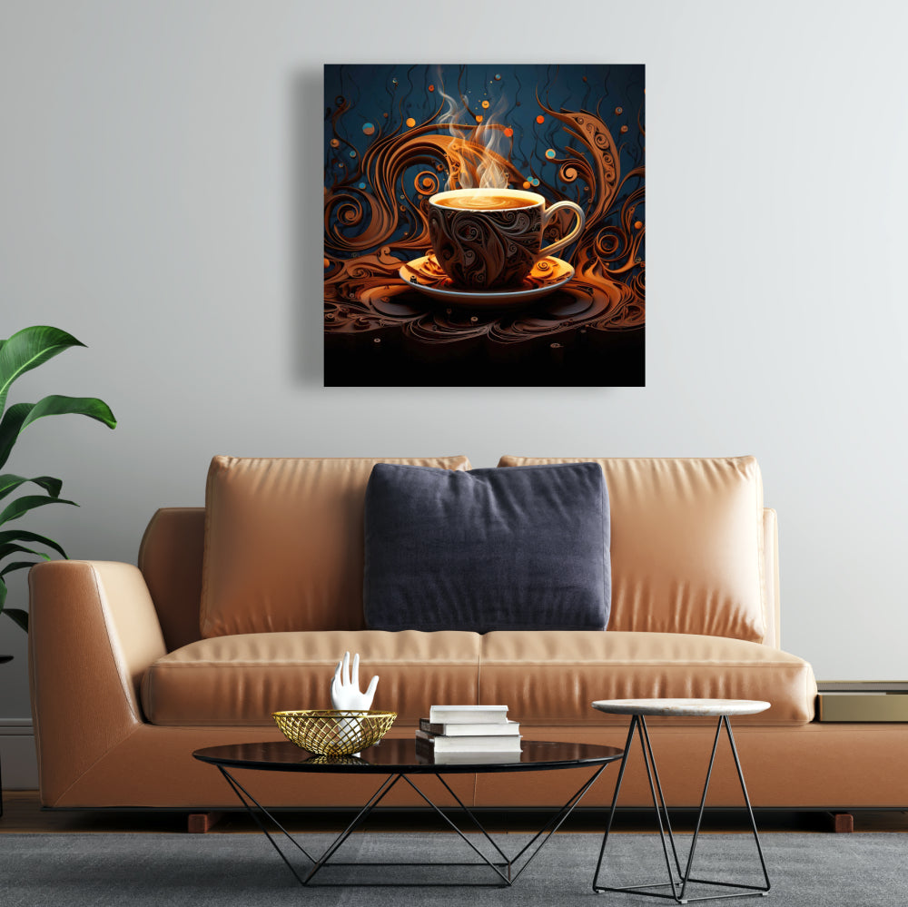 Coffee Trance Blue Kitchen Canvas - Minimalist Home Decor