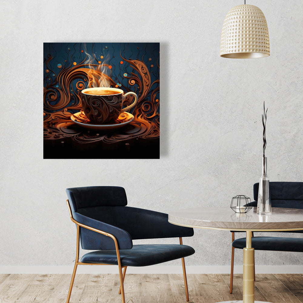 Coffee Trance Blue Kitchen Canvas - Minimalist Home Decor
