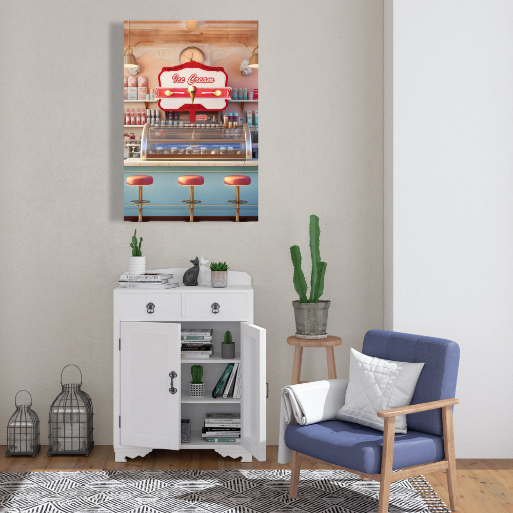 Retro Ice Cream Parlor Canvas - Home Decor Wall Art