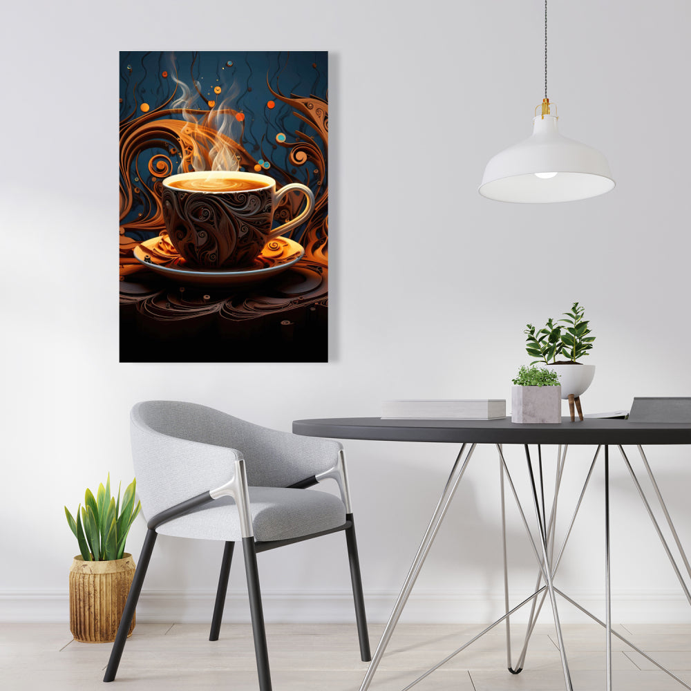 Coffee Trance Blue Kitchen Canvas - Minimalist Home Decor