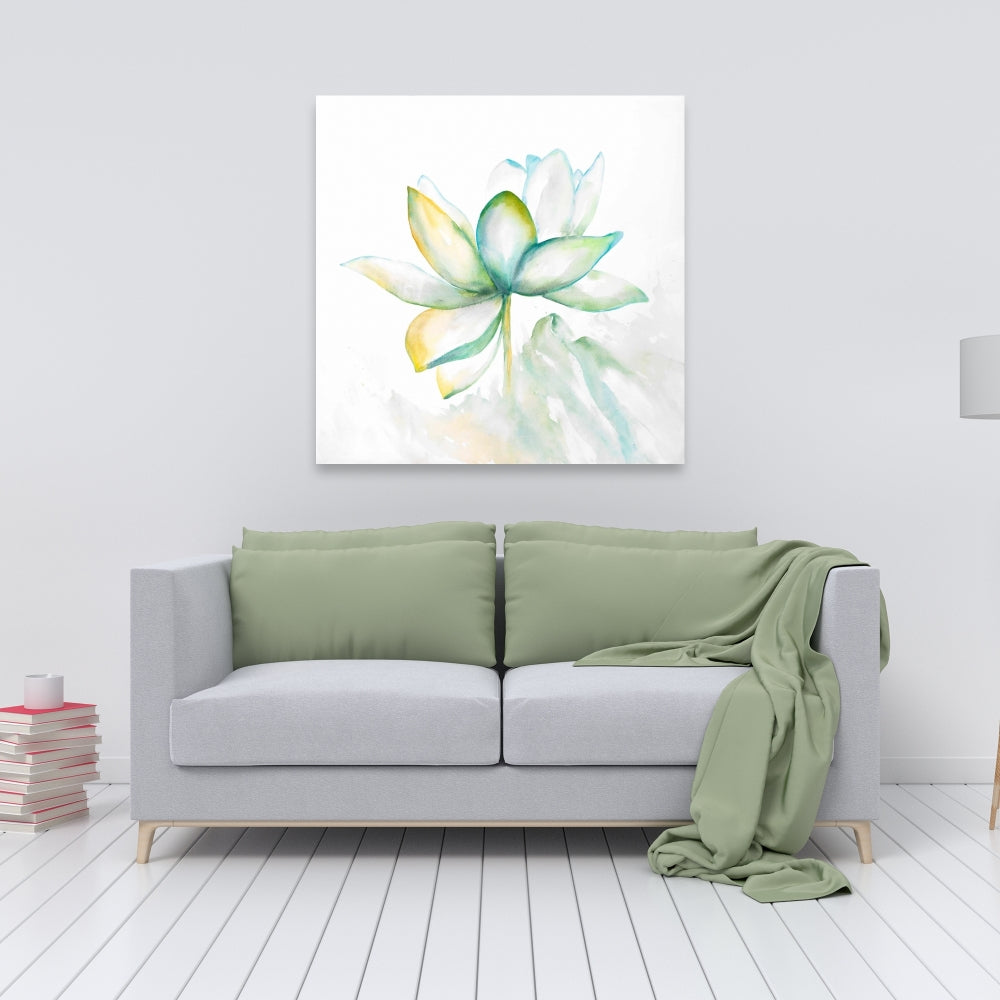 Green Botanical Canvas | Abstract Lotus Flower Home Decor