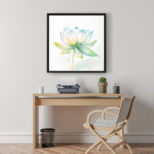 Blue Botanical Lotus Flower Framed Canvas | Home Decor Art