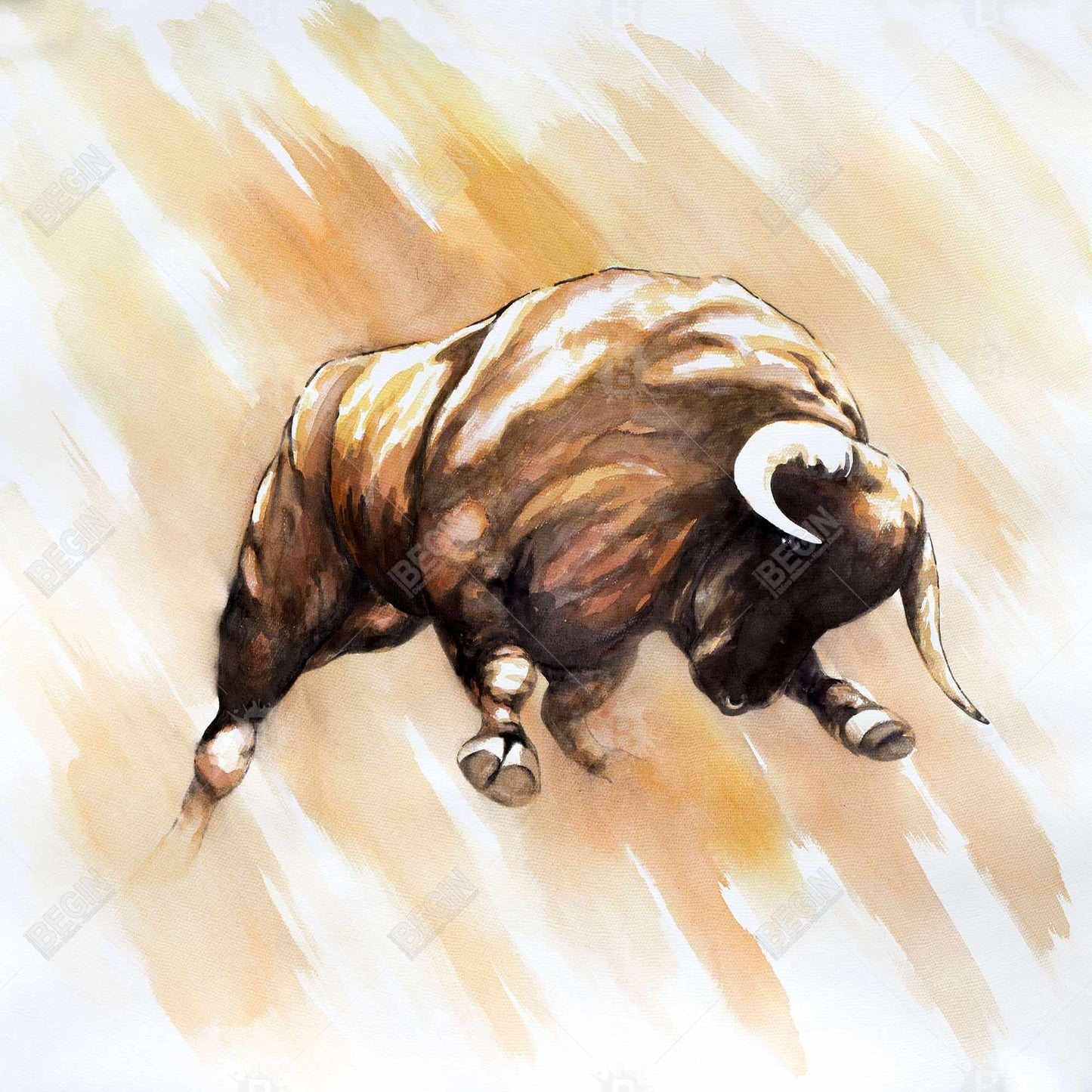 Rustic Bull to Attack Canvas - Animal Bedroom Home Decor