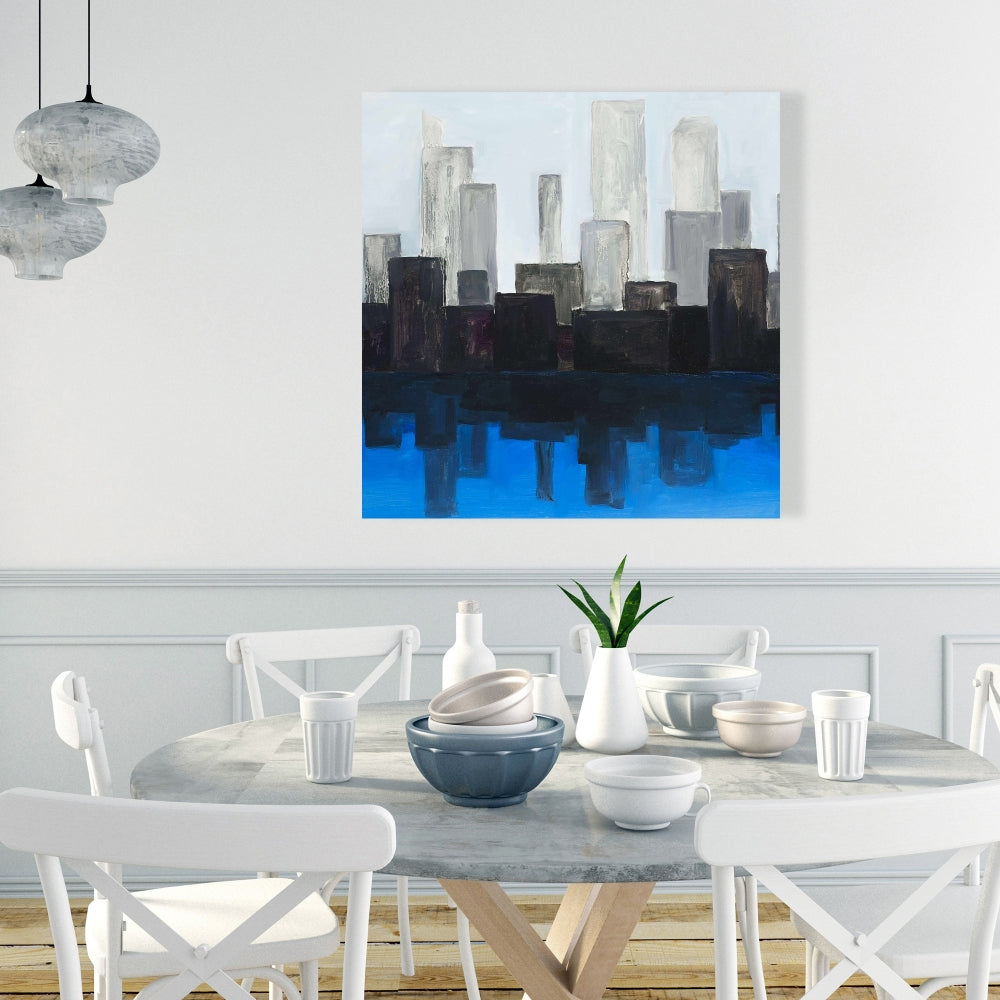 Blue City Building Canvas | Home Decor Wall Art