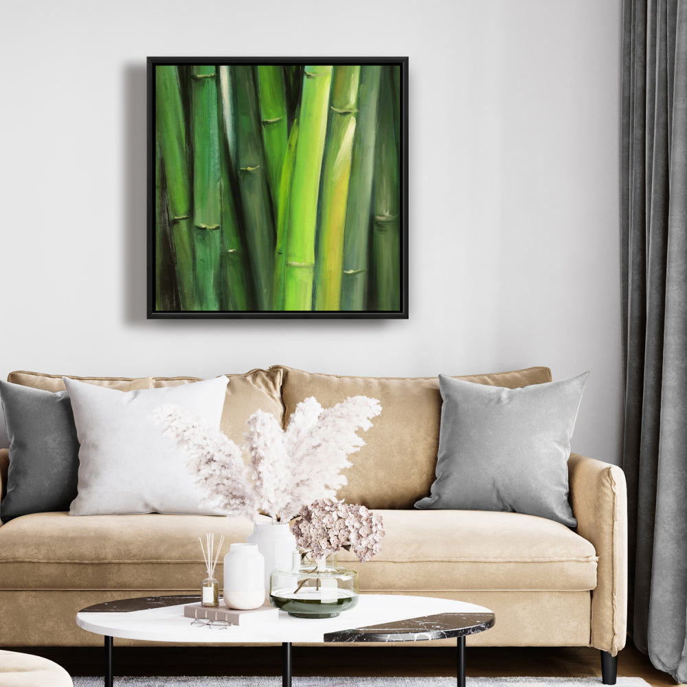 Toile botanique représentant un bambou | Décoration murale écologique