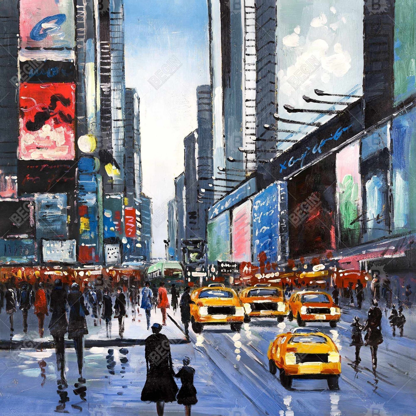 Toile encadrée « Villes bleues aux heures de pointe » | Décoration d'intérieur