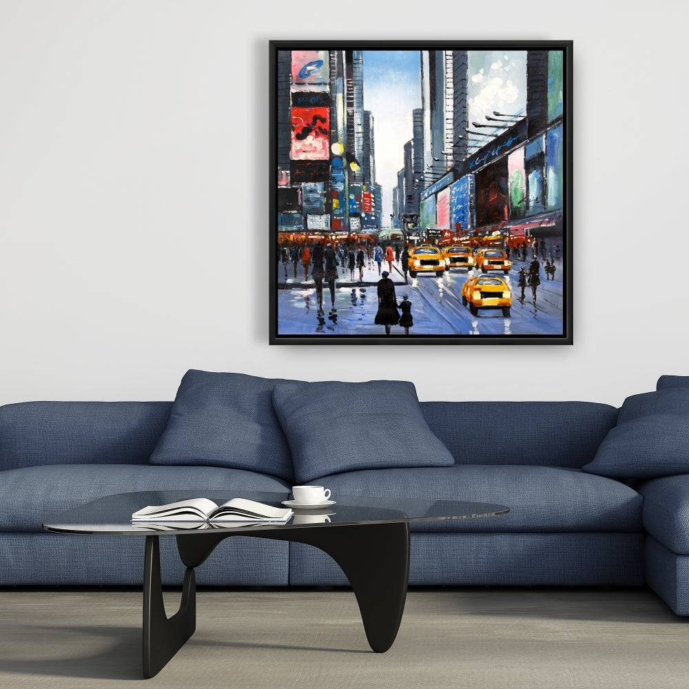 Toile encadrée « Villes bleues aux heures de pointe » | Décoration d'intérieur