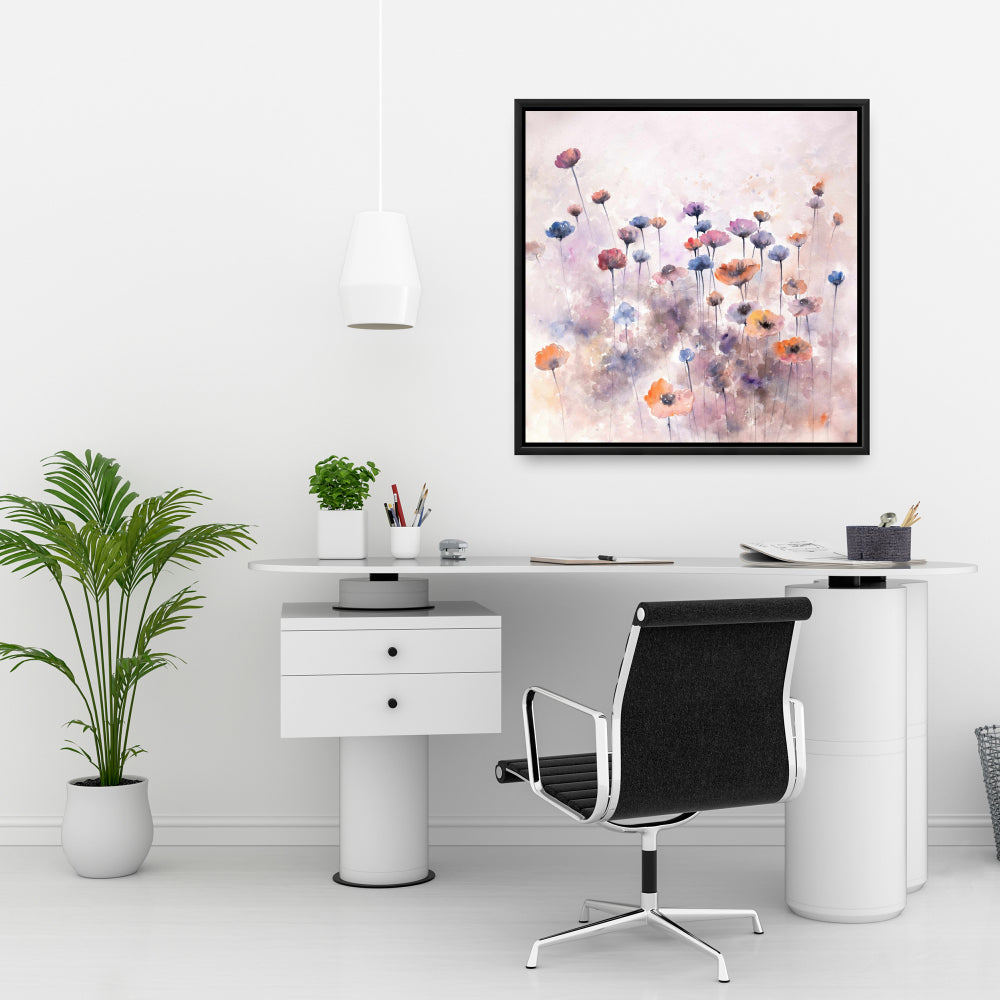 Toile botanique pour chambre à coucher | Cadre avec petites fleurs sauvages