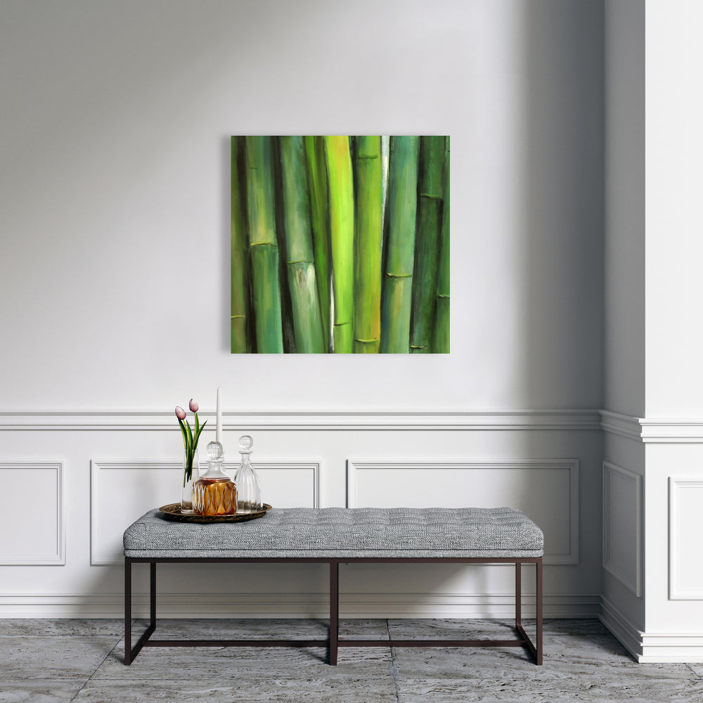 Green Bamboo Asian Floral & Botanical Canvas | Home Decor