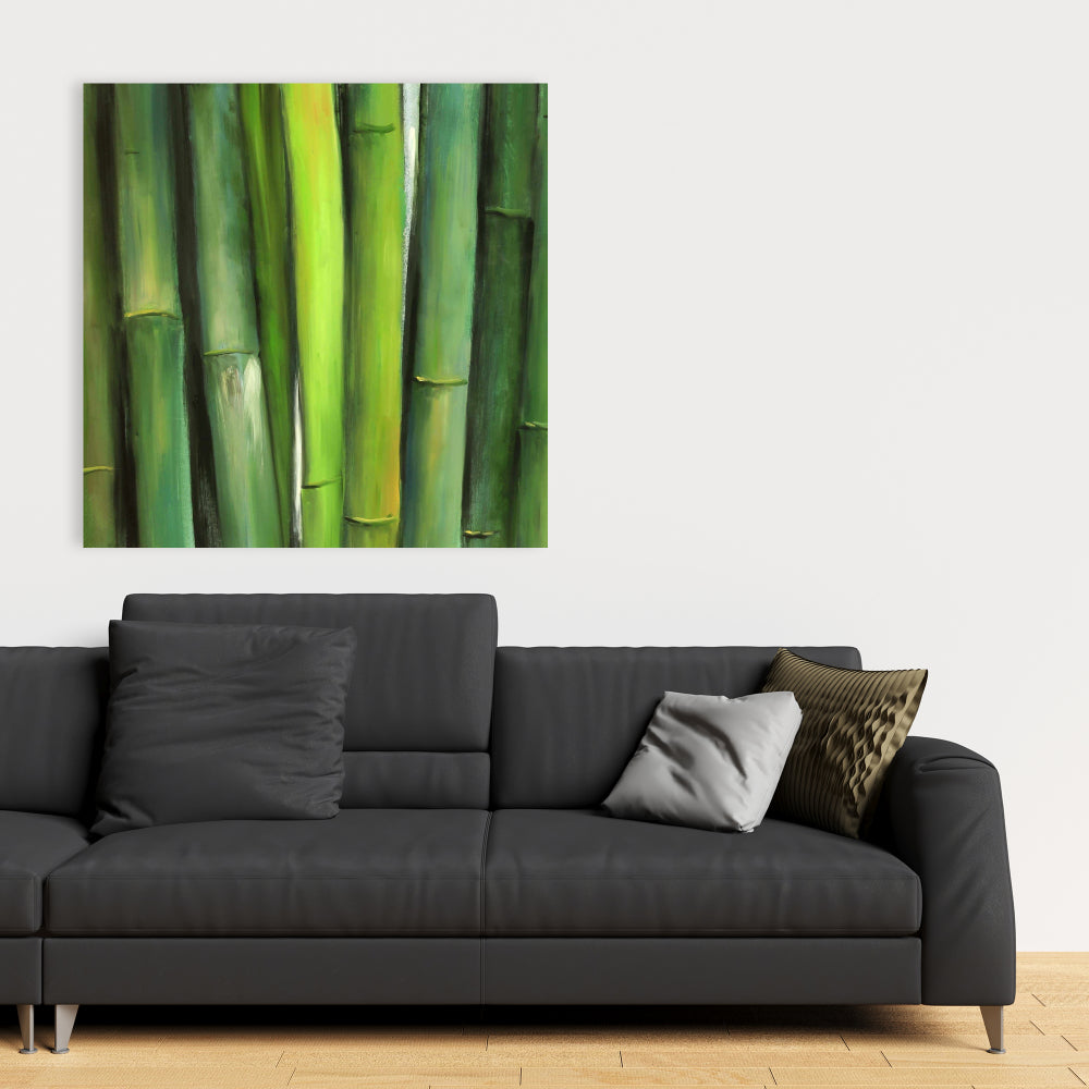 Green Bamboo Asian Floral & Botanical Canvas | Home Decor