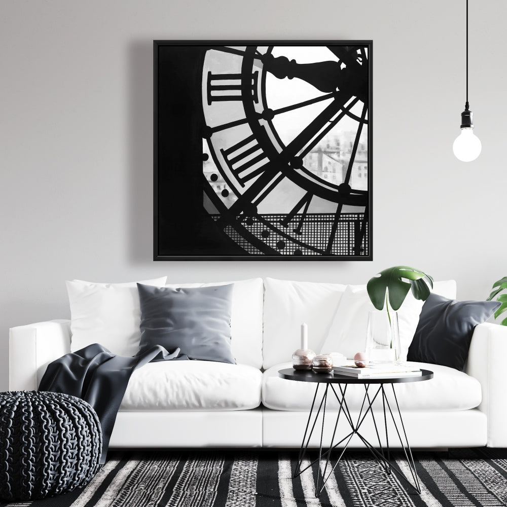 Horloge du musée d'Orsay, toile encadrée monochrome blanche