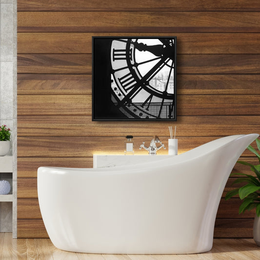 Horloge du musée d'Orsay, toile encadrée monochrome blanche