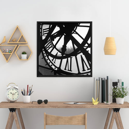 Horloge géante sur toile | Décoration murale du musée d'Orsay | Cadre blanc