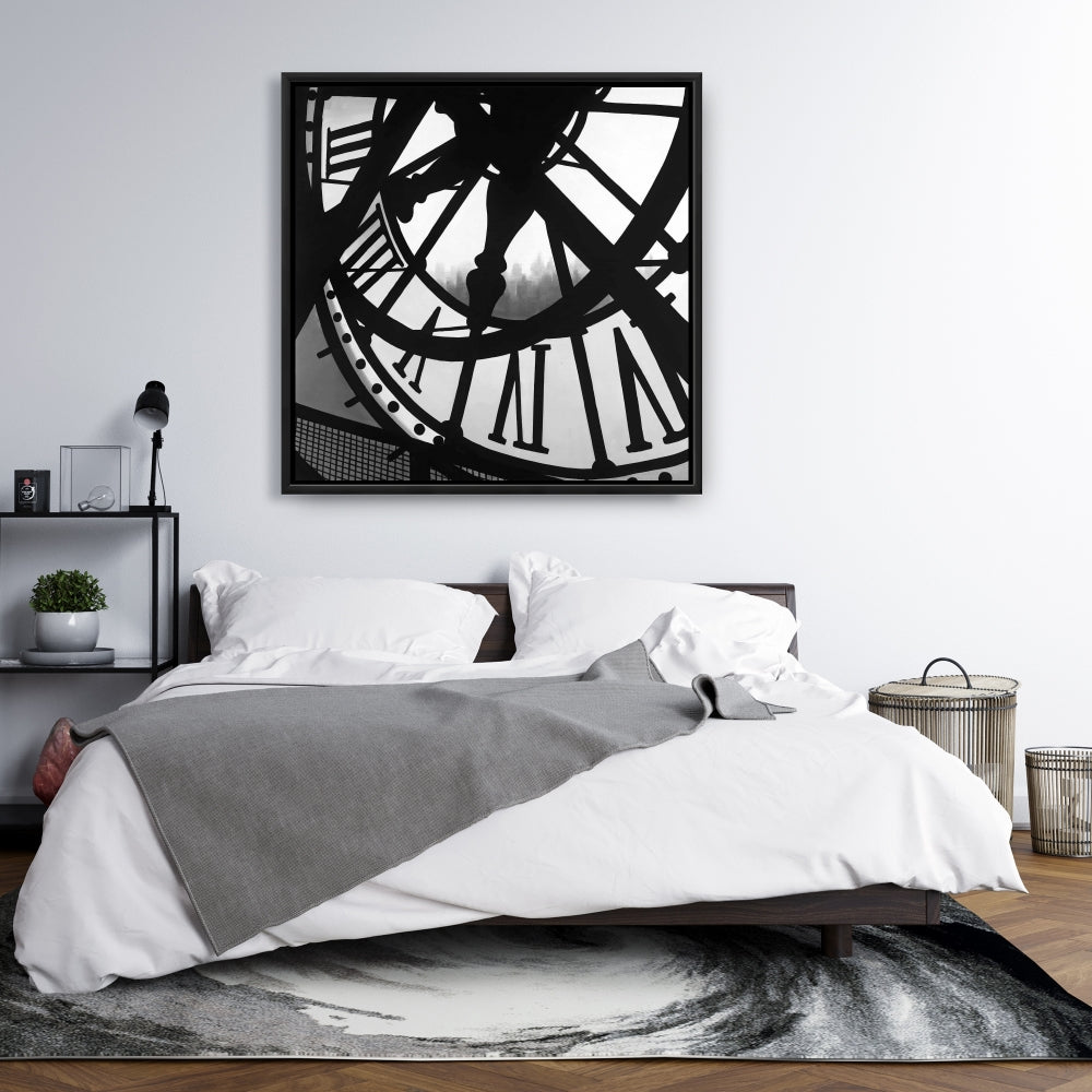 Horloge géante sur toile | Décoration murale du musée d'Orsay | Cadre blanc