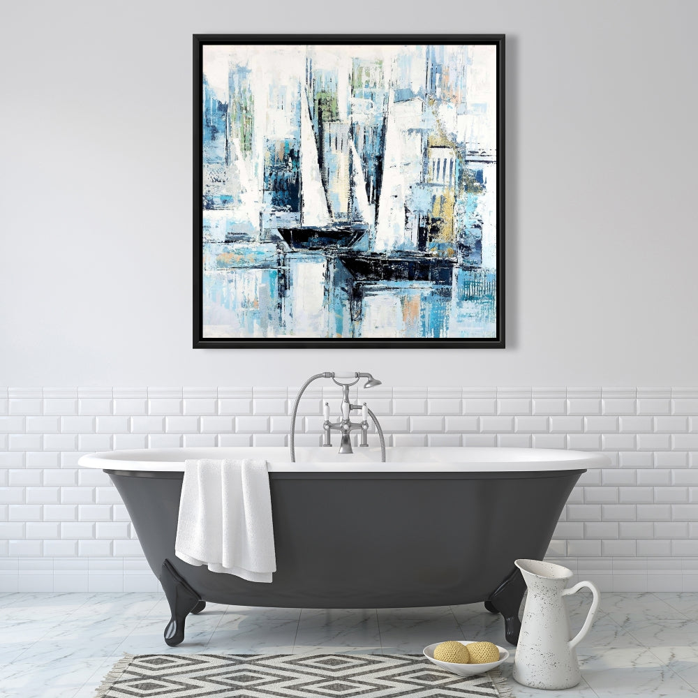 Bateaux de style industriel | Toile encadrée représentant un bateau côtier